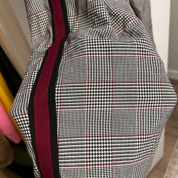 Zara Glen Plaid Trousers with Burgundy Side Stripe - Picture 2 of 7